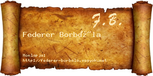 Federer Borbála névjegykártya